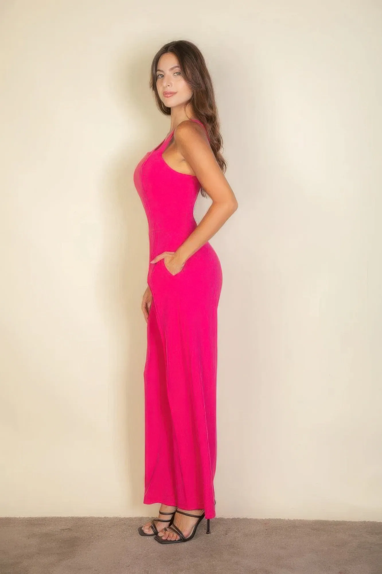 Lightweight Stretch neck cami jumpsuit