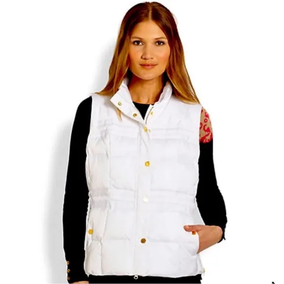 Lilly Pulitzer Kate Puffer Vest SZ M Resort White