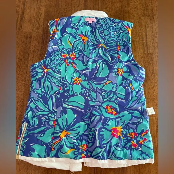 Lilly Pulitzer Kate Puffer Vest SZ M Resort White