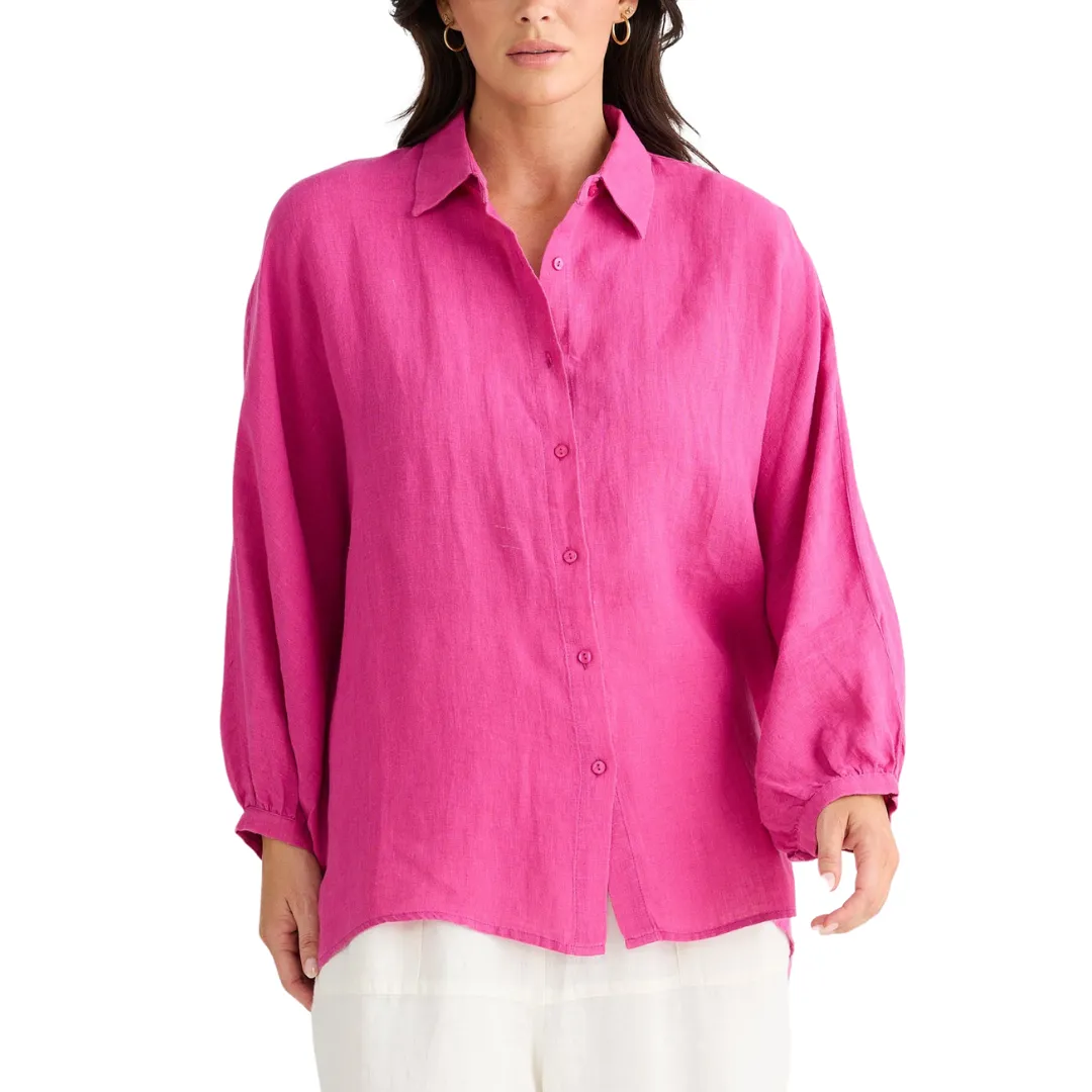 Linen Button Down Shirt - Monty Pink