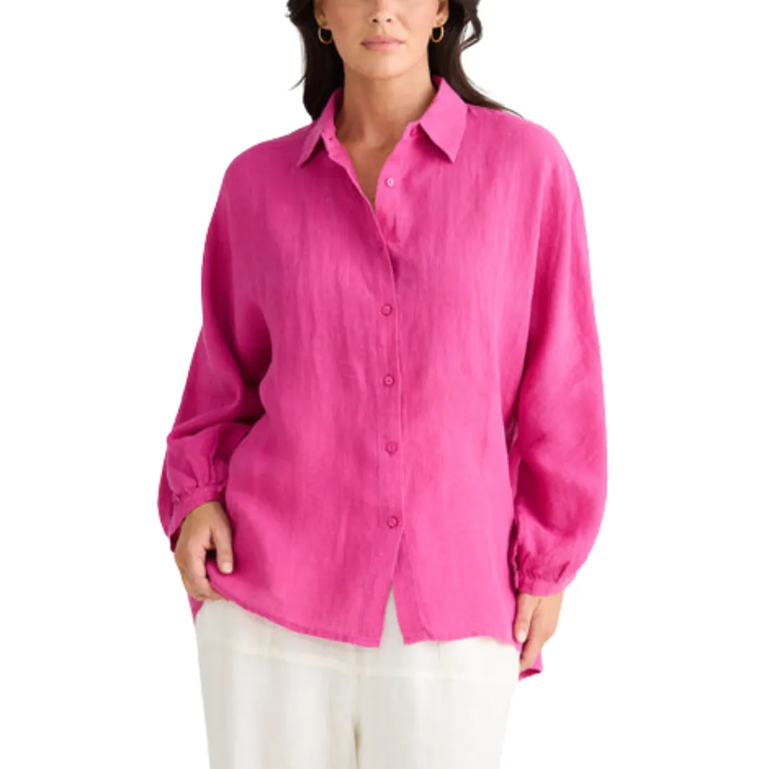 Linen Button Down Shirt - Monty Pink