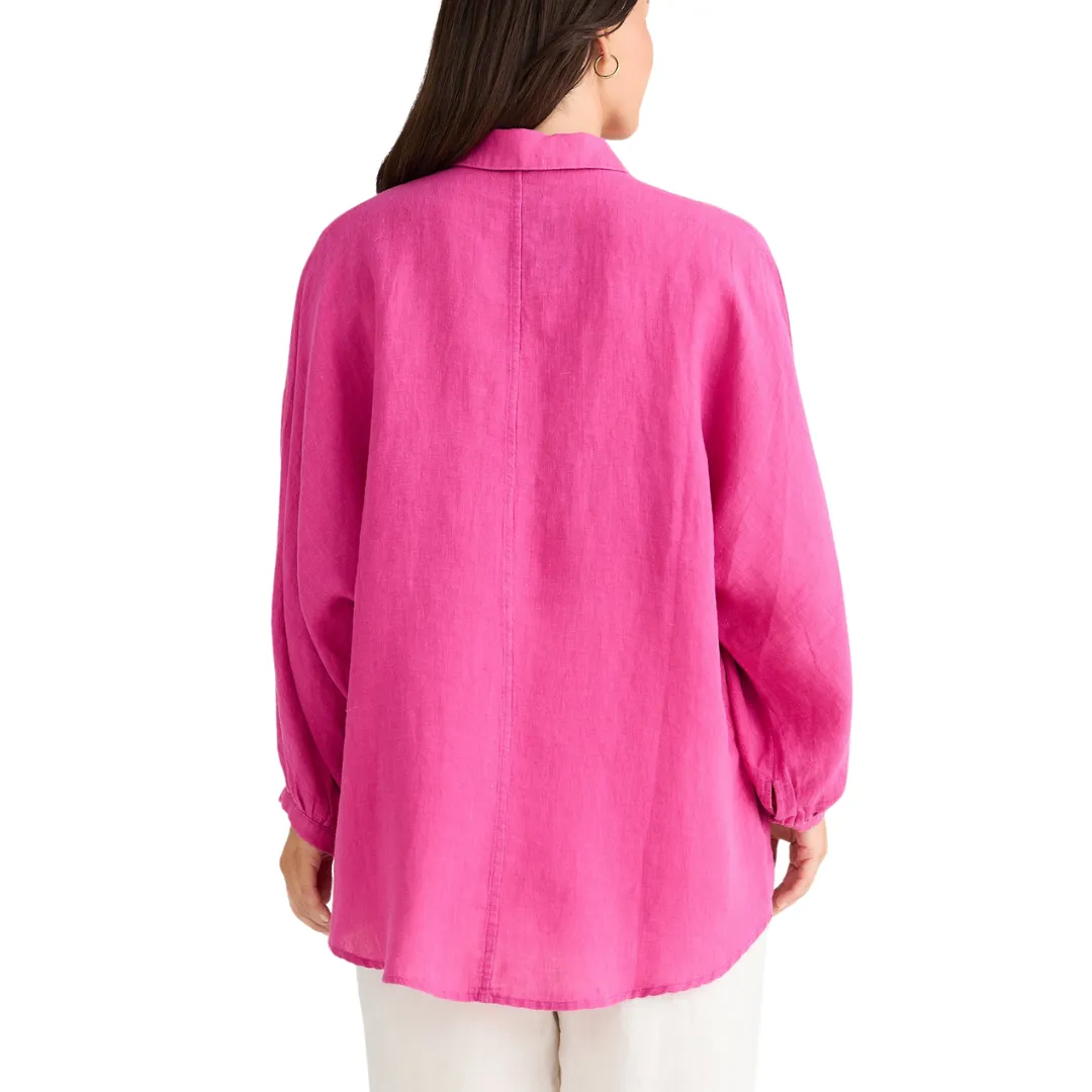 Linen Button Down Shirt - Monty Pink