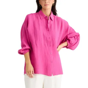 Linen Button Down Shirt - Monty Pink
