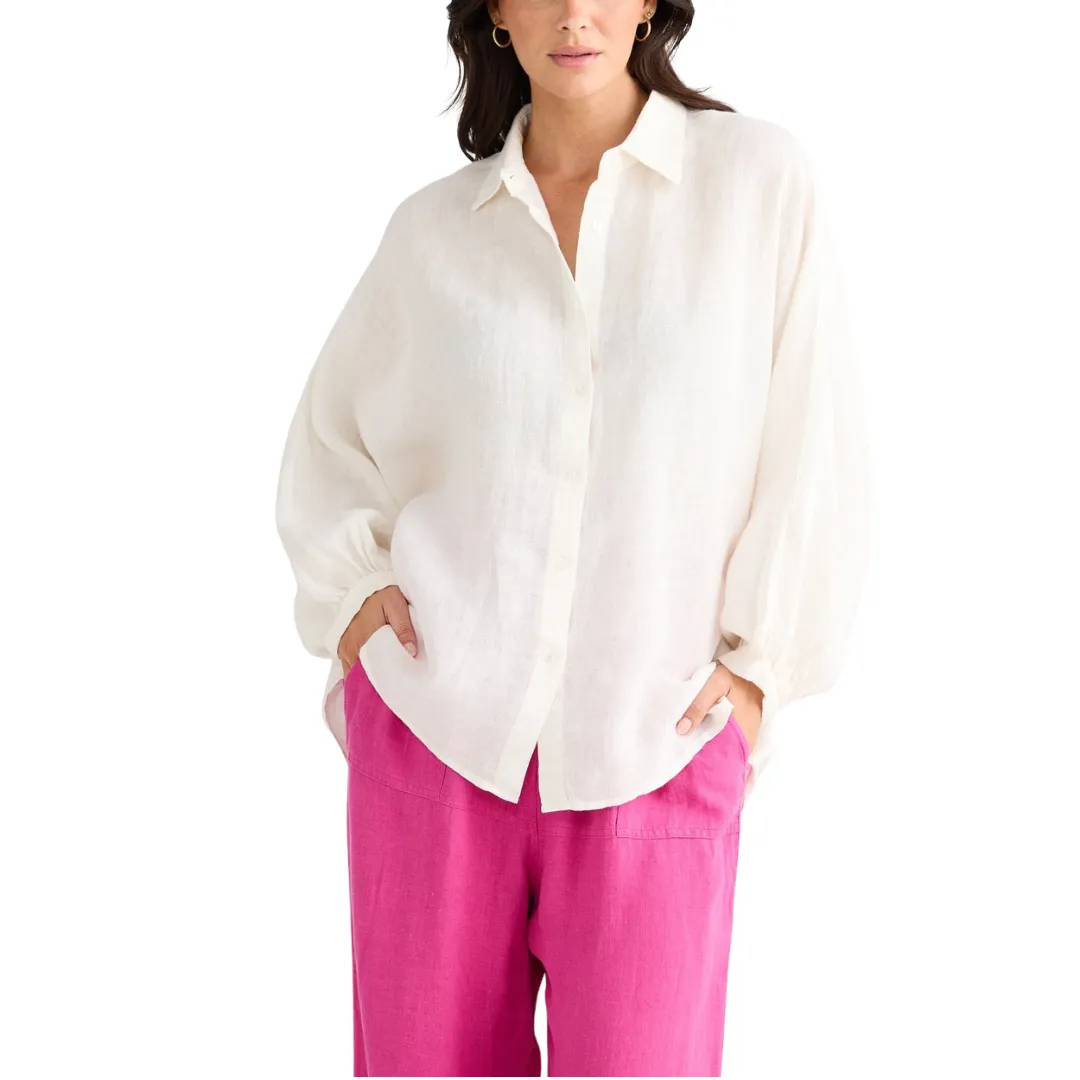 Linen Button Down Shirt - Monty White