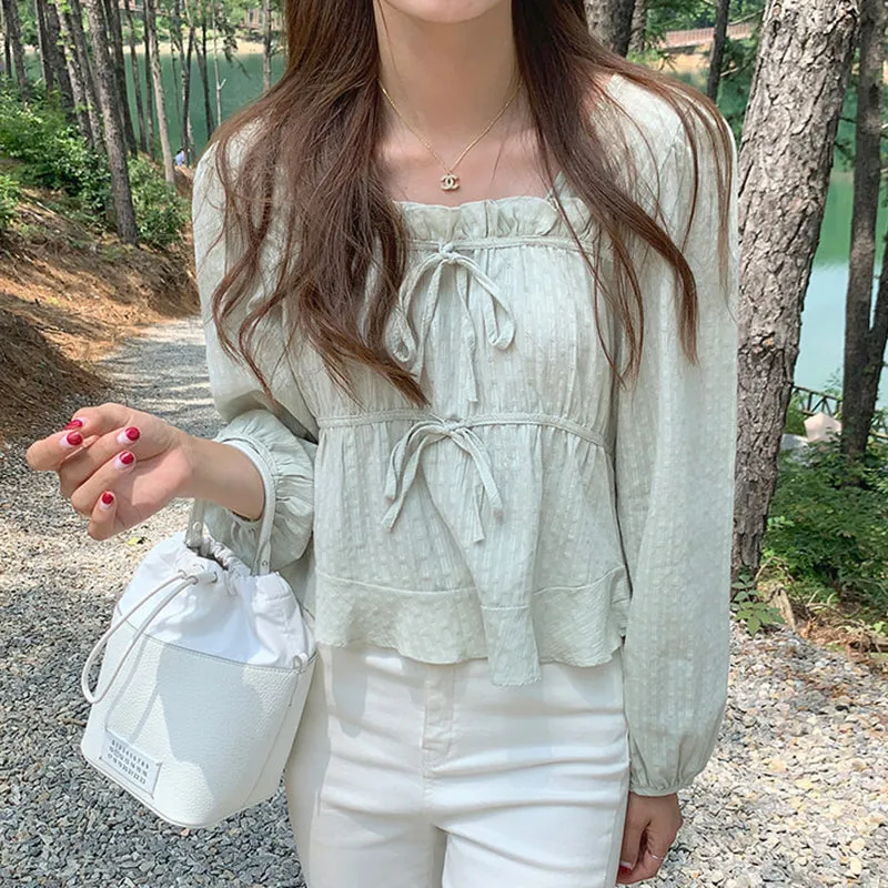 Linen Cotton Shirt Tops Casual Girls White Blouse