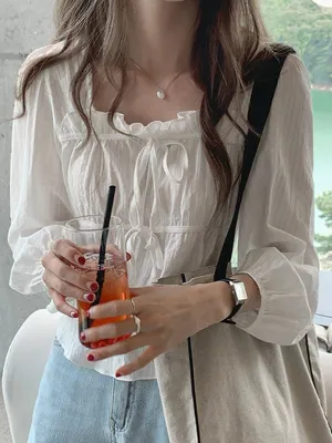 Linen Cotton Shirt Tops Casual Girls White Blouse