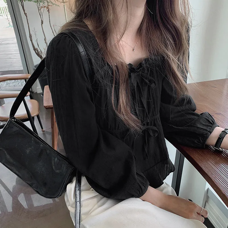 Linen Cotton Shirt Tops Casual Girls White Blouse