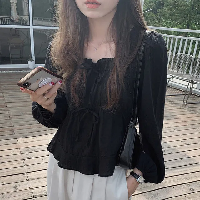 Linen Cotton Shirt Tops Casual Girls White Blouse