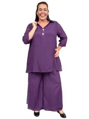 Linen Oak Pants - Purple