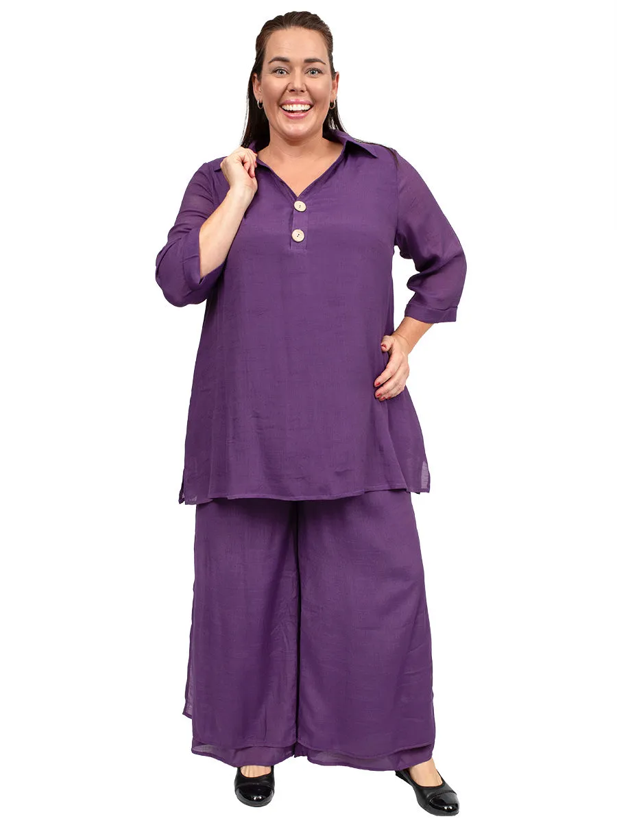 Linen Oak Pants - Purple