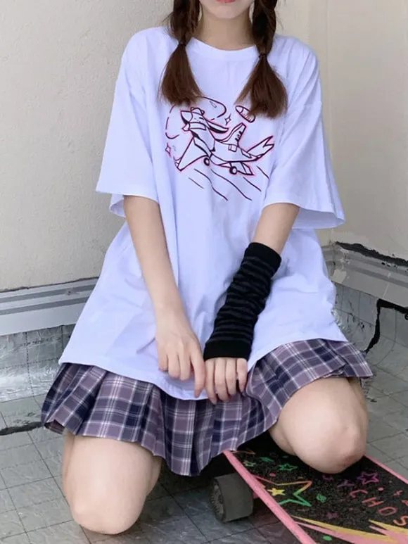 Lolita Blouse For Women Black Polyester Jewel Short Sleeves Black Lolita T-SHirt