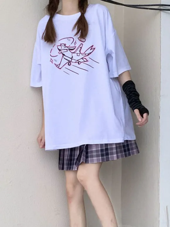 Lolita Blouse For Women Black Polyester Jewel Short Sleeves Black Lolita T-SHirt