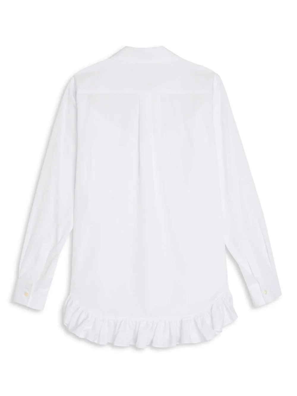 Long Sleeve Button-Up Blouse With Frill