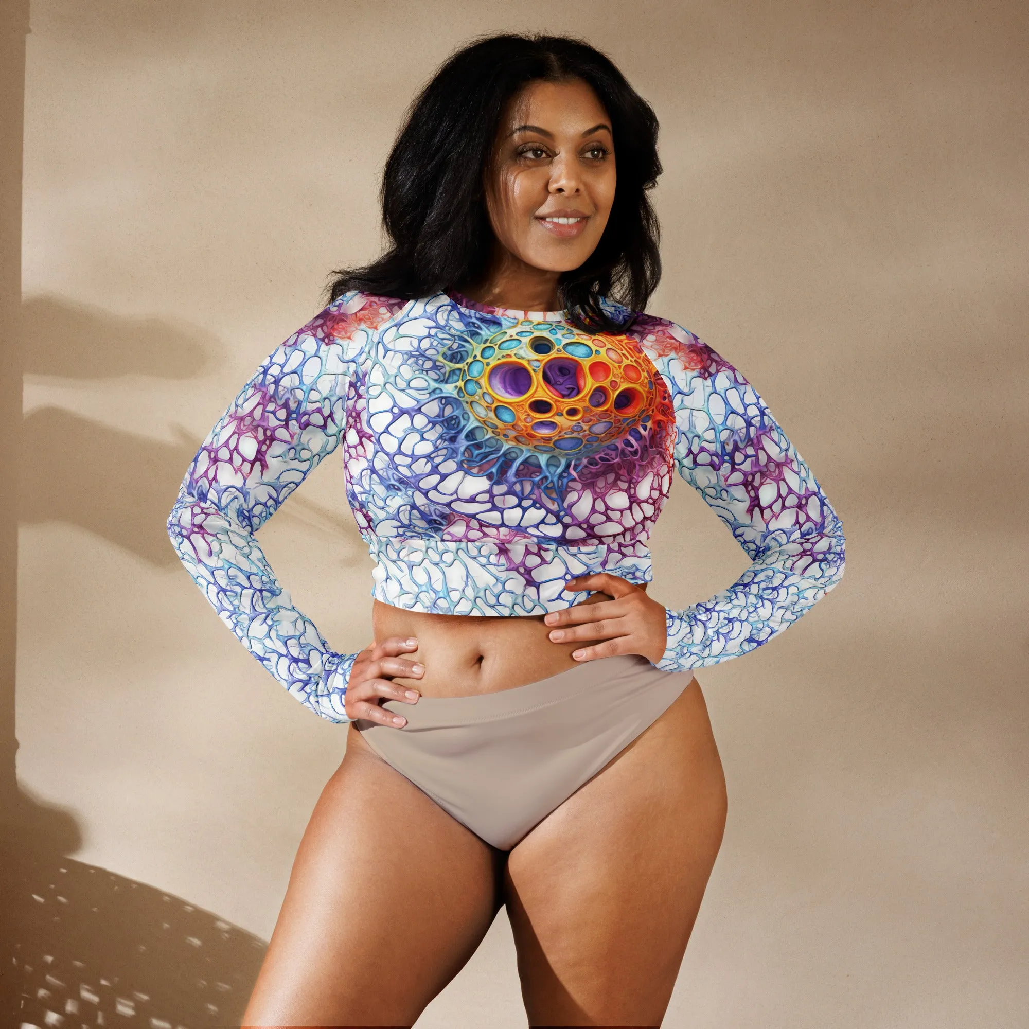 Long-Sleeve Crop Top Infinite Cellular Net