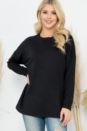 Long Sleeve French Terry Rounded Hem Top