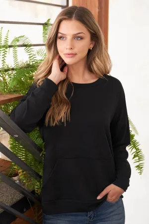 Long Sleeve French Terry Top With Kangaroo Pocket