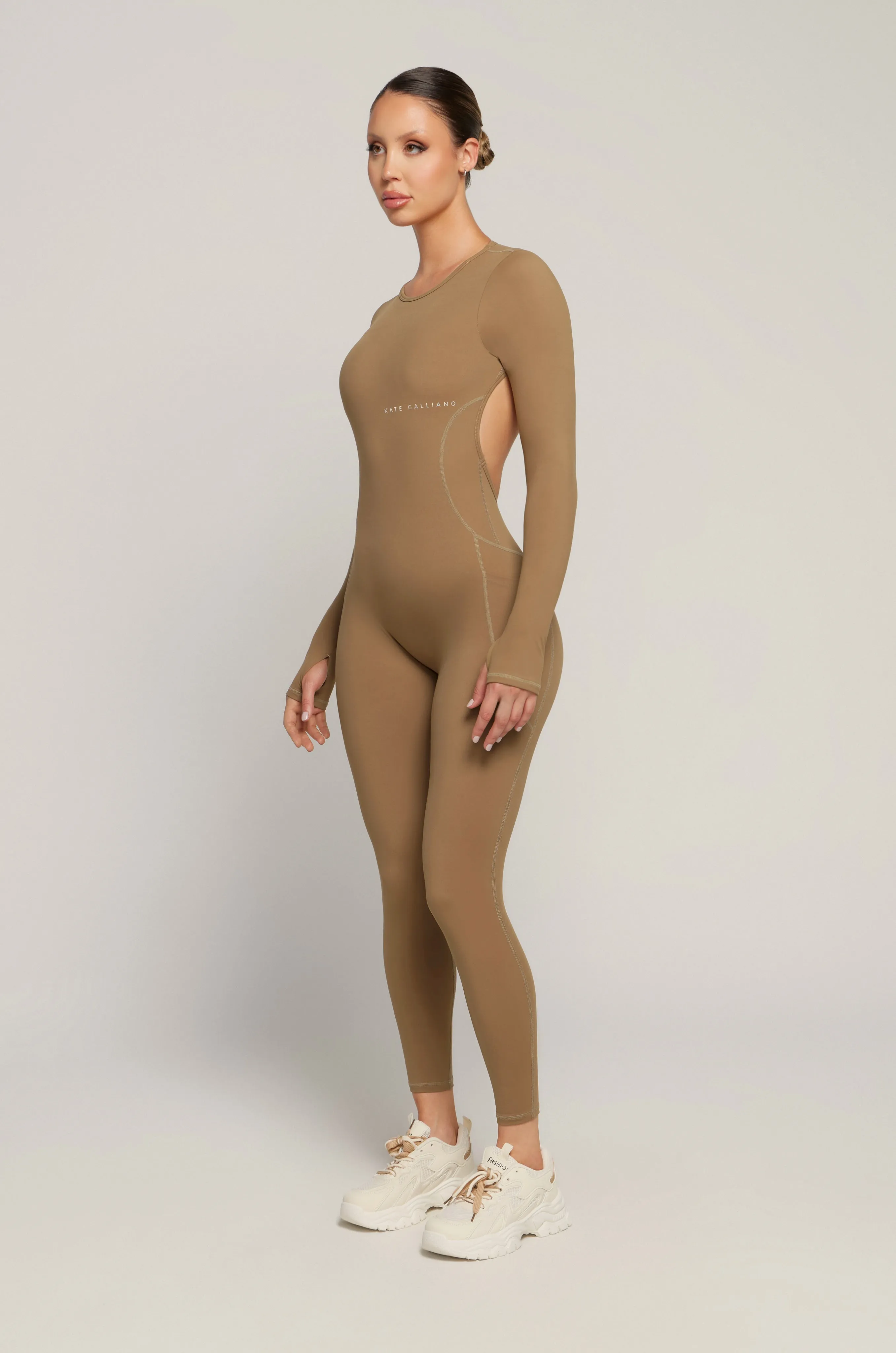 Long Sleeve Jumpsuit - Caramel