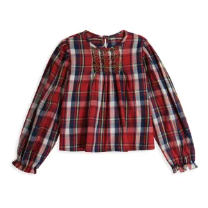 Long Sleeve Kimberly Smocked Blouse -- Camden Plaid