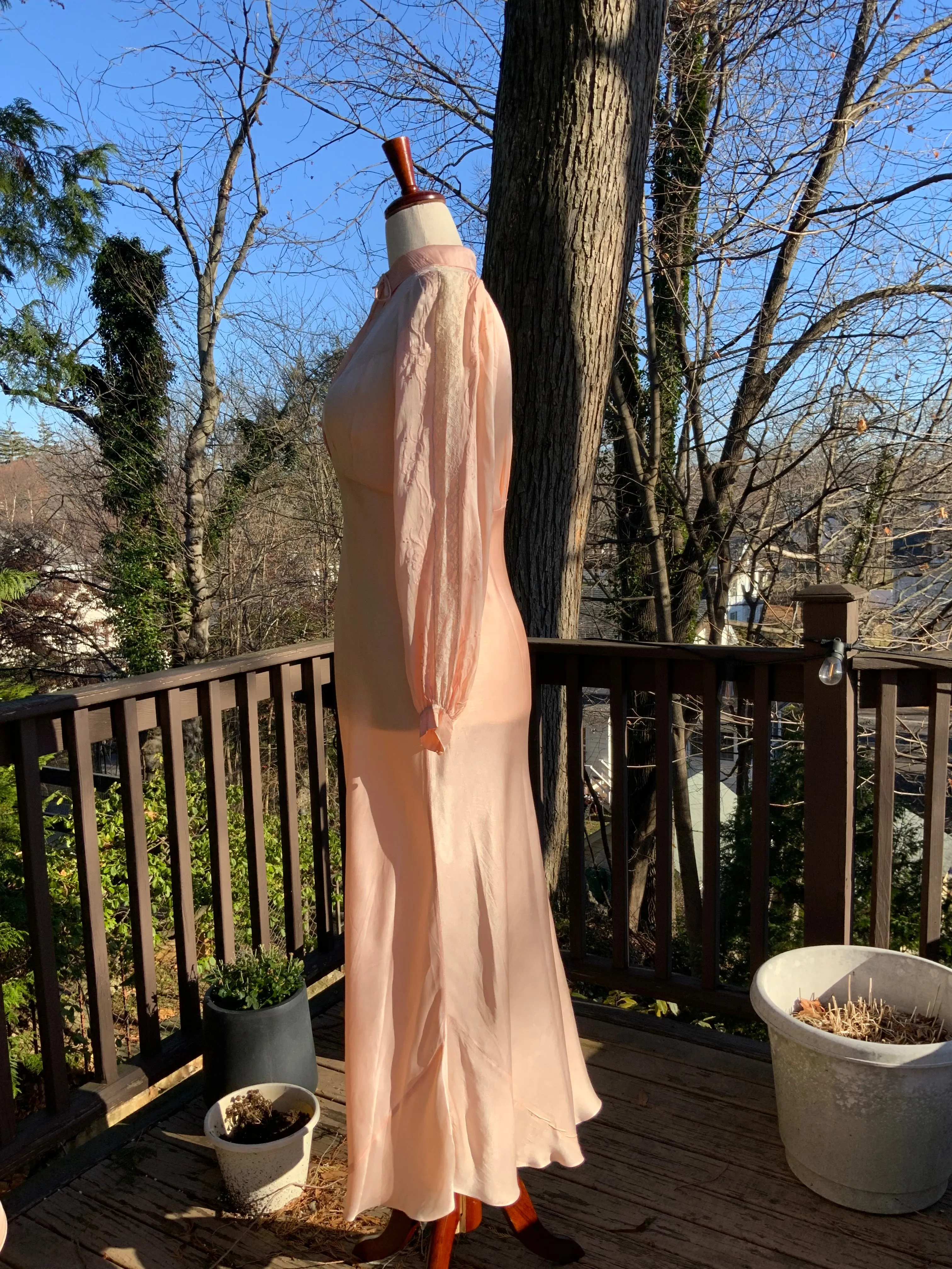 Long Sleeve Silk Nightgown - 20s - 20L