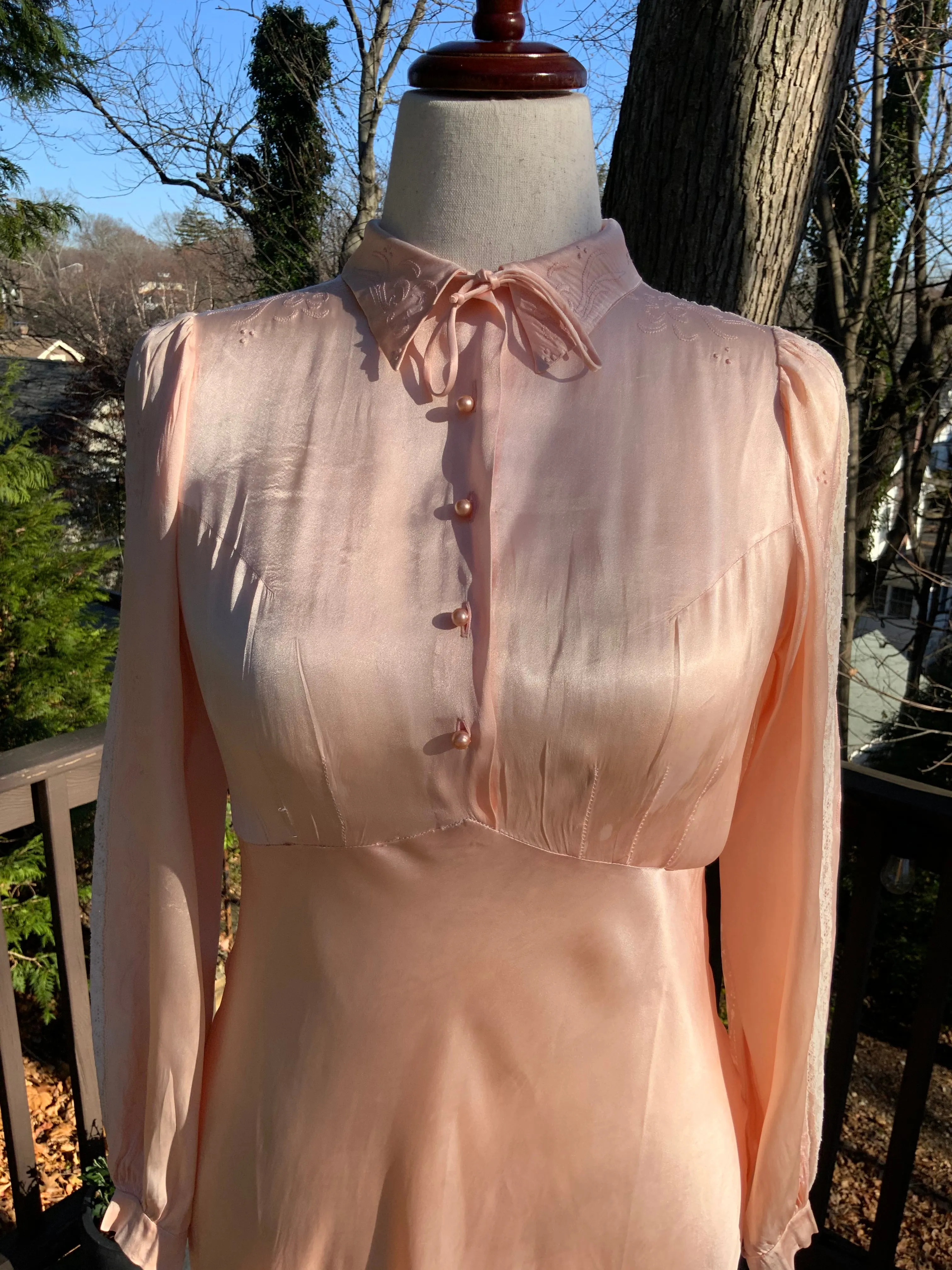 Long Sleeve Silk Nightgown - 20s - 20L
