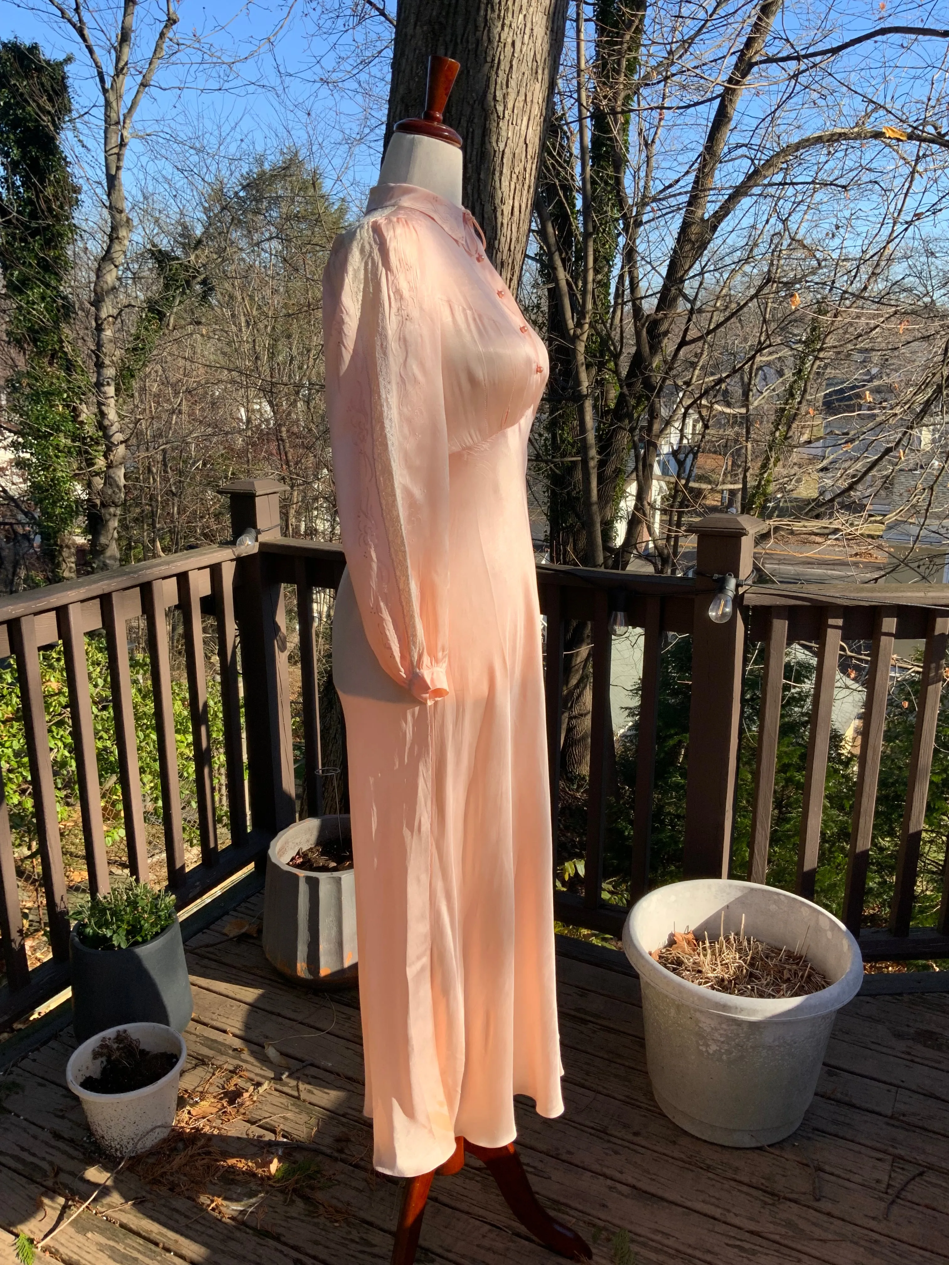 Long Sleeve Silk Nightgown - 20s - 20L
