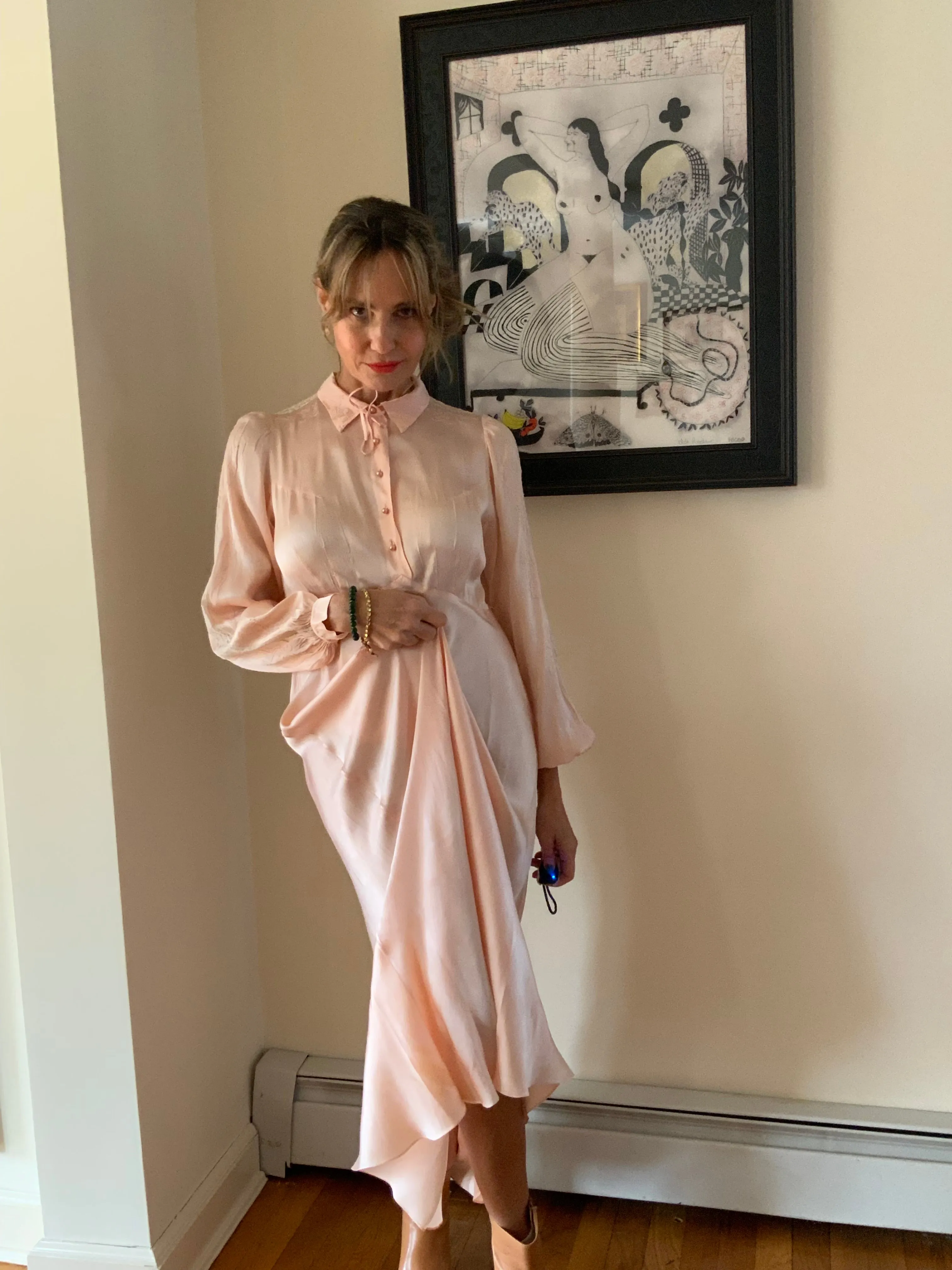 Long Sleeve Silk Nightgown - 20s - 20L
