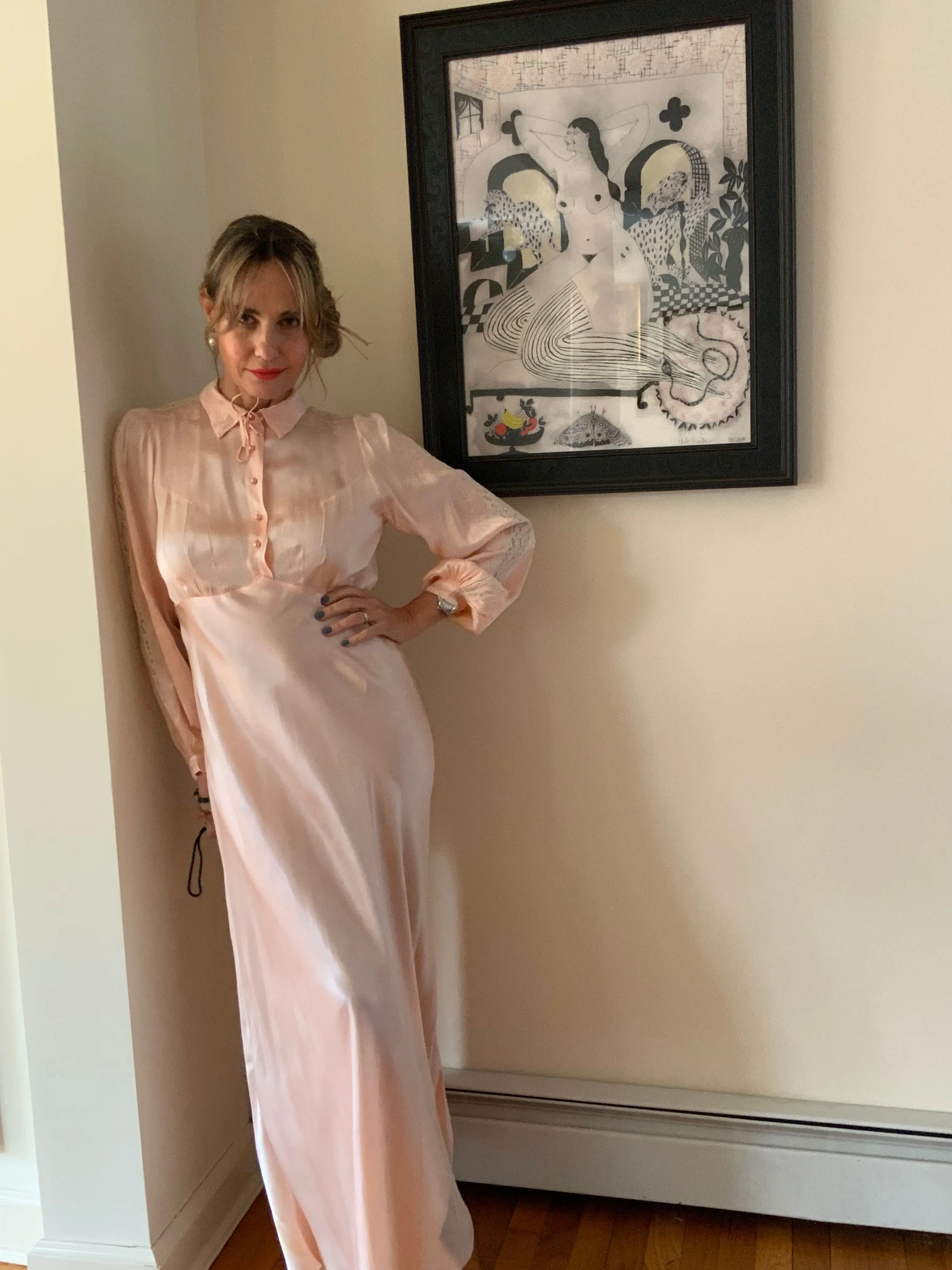Long Sleeve Silk Nightgown - 20s - 20L