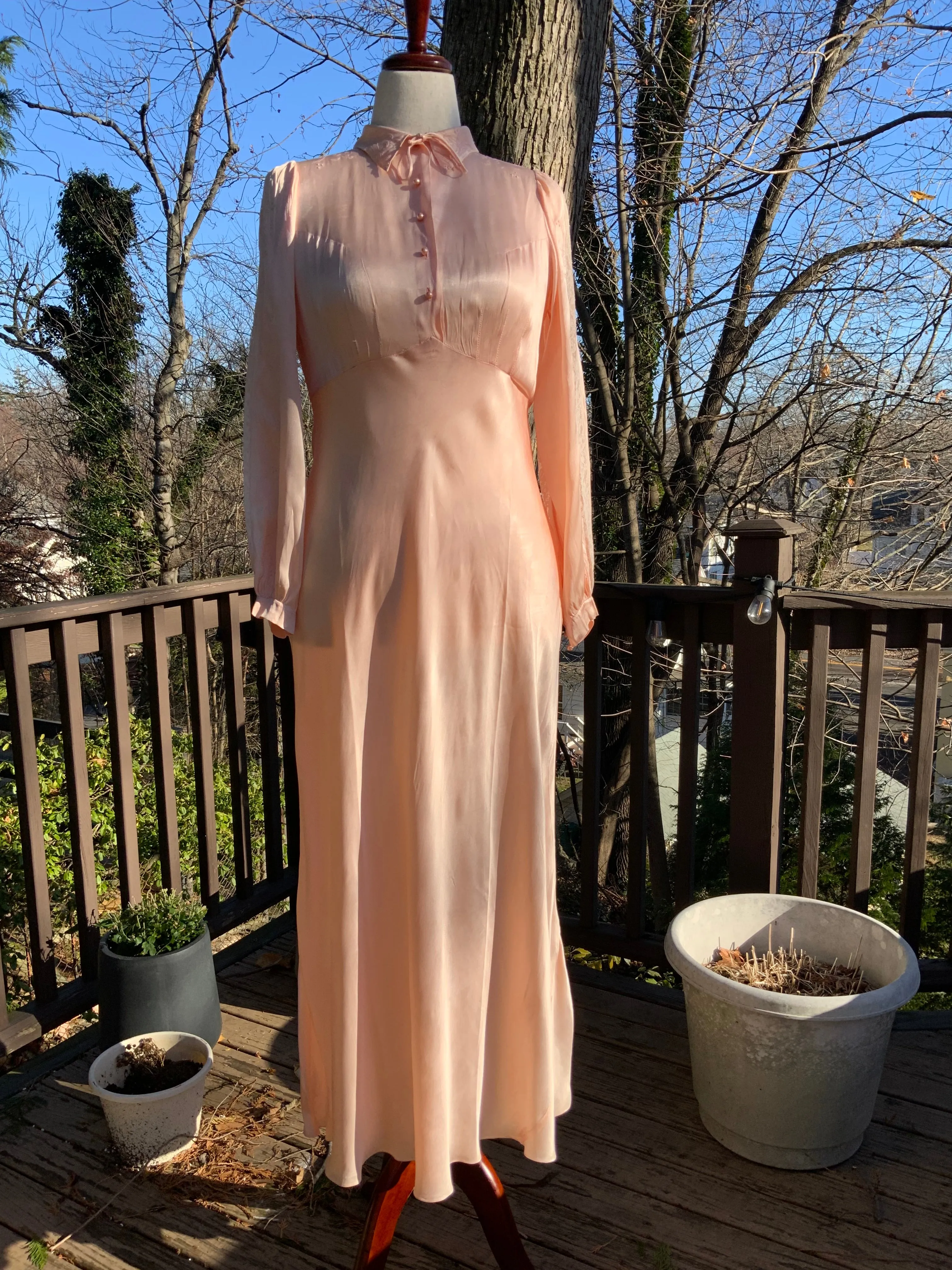 Long Sleeve Silk Nightgown - 20s - 20L