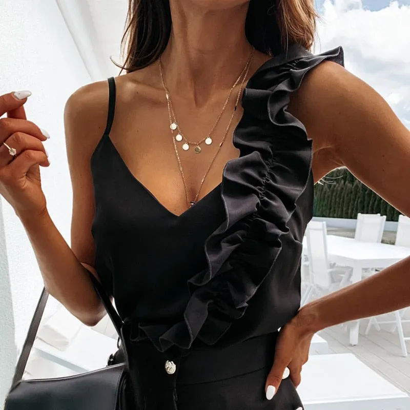 Lorraine - One-Shoulder Ruffle Top for Ladies - Chic & Trendy