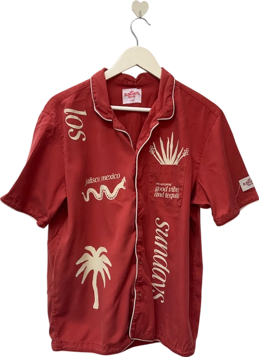 LOS Sundays Red Tequila Print Shirt UK L
