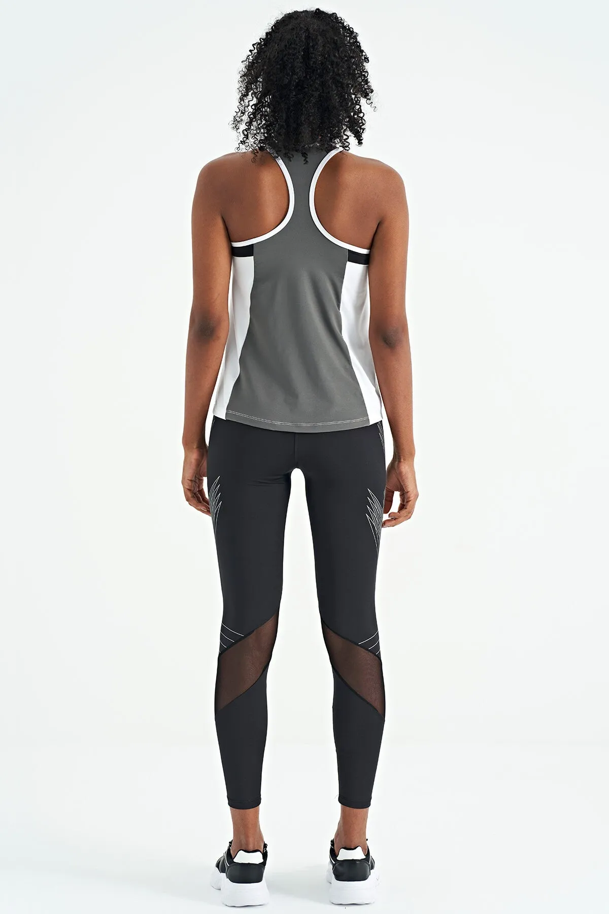 <tc>Legging pour femme taille haute, slim fit, avec détails en résille et imprimé - 94631</tc>