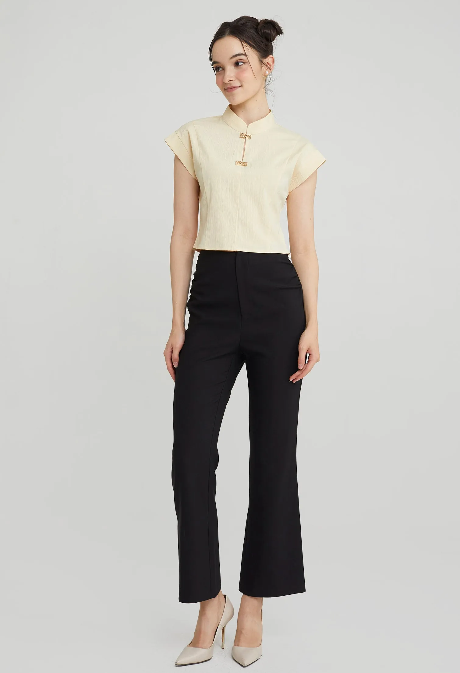 Lucklet Mandarin Buckled Top