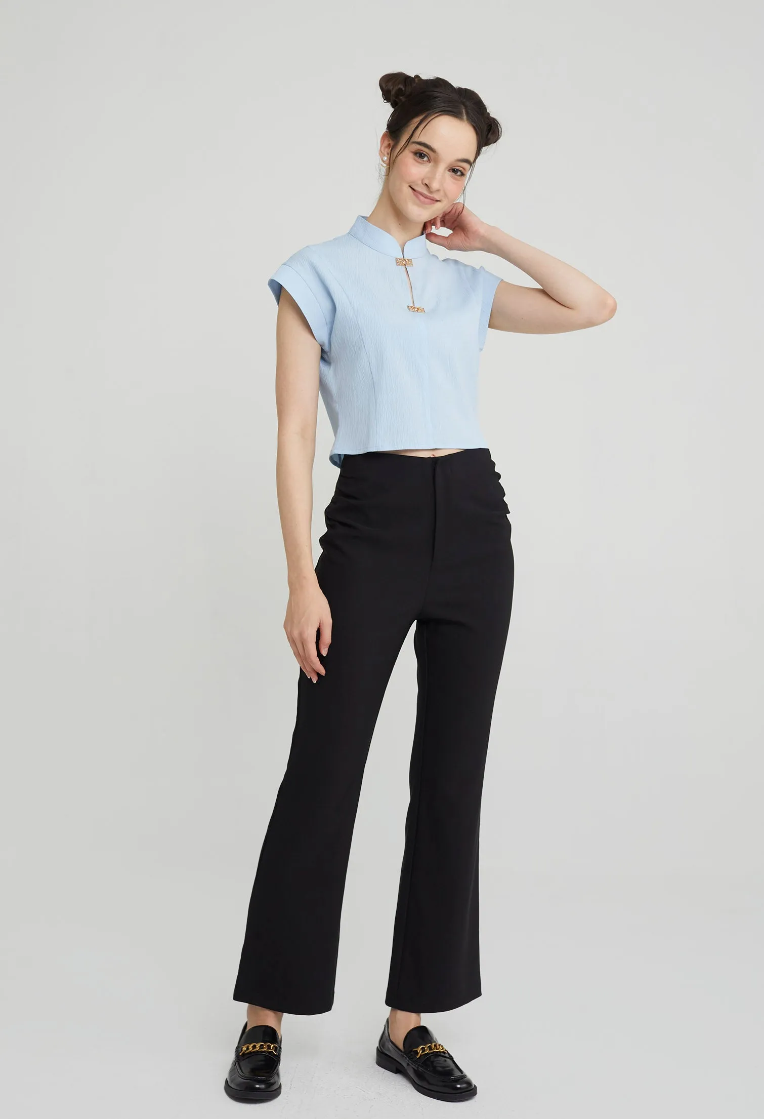 Lucklet Mandarin Buckled Top
