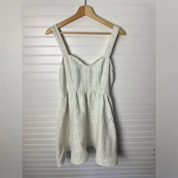 Lulus Charming Pose Ivory Tweed Sequin Mini Dress