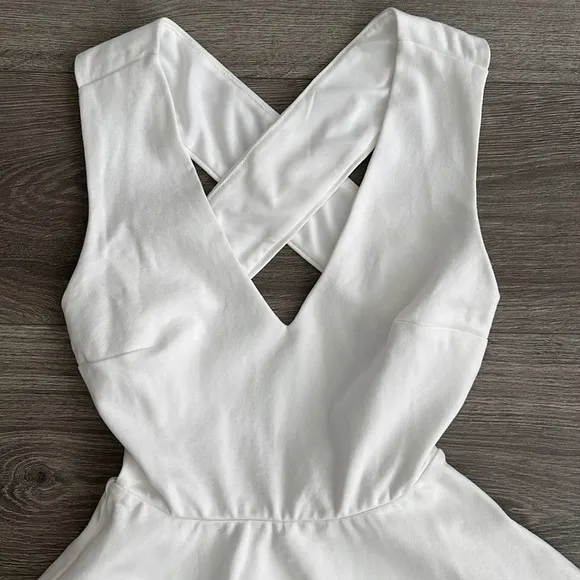 Lulus Going Steady Backless Skater Mini Dress XS White Fit &amp; Flare Bridal Party