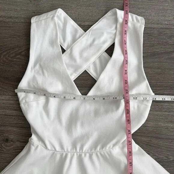 Lulus Going Steady Backless Skater Mini Dress XS White Fit &amp; Flare Bridal Party