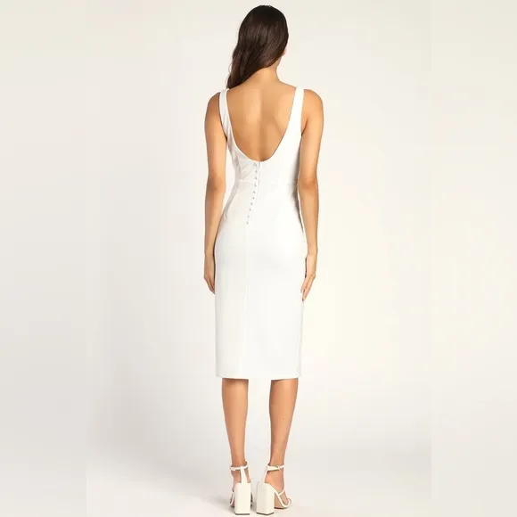 Lulus Stylish Selection White Lace Sleeveless Backless Midi Dress