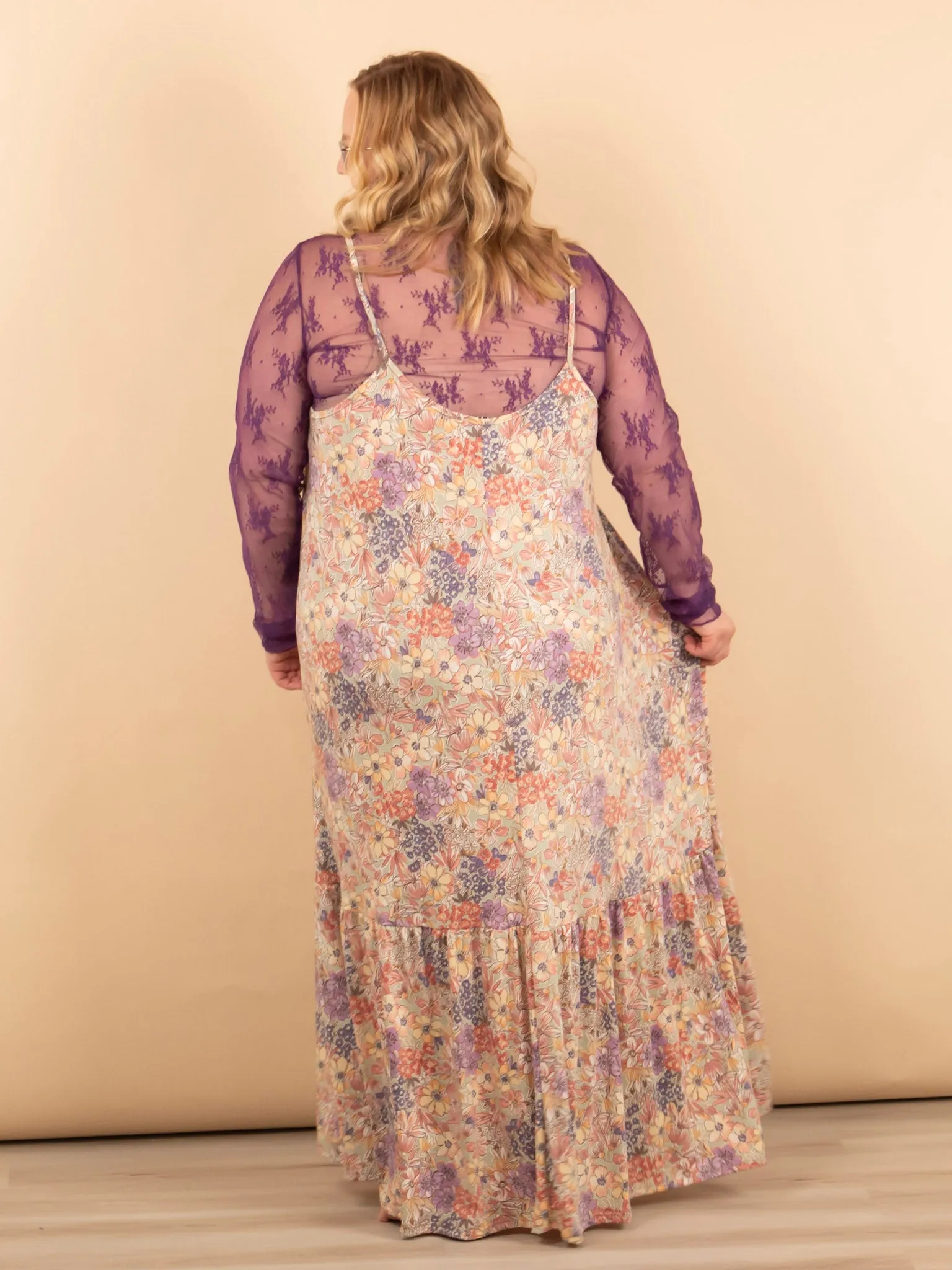 Maci Lace Long Sleeve Top in Purple