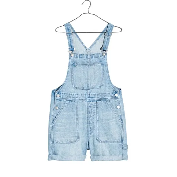 Madewell Denim Oversized Carpenter Shortalls, Lakebrook Wash, Casual, Weekend, L