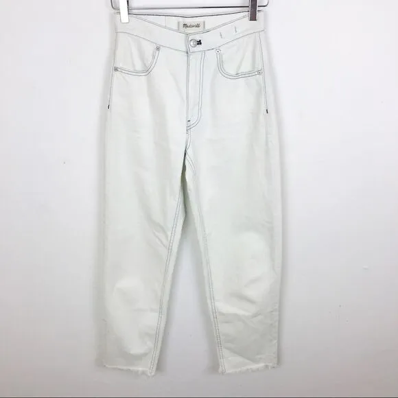 Madewell Wide Leg Tapered White Denim Jeans 23
