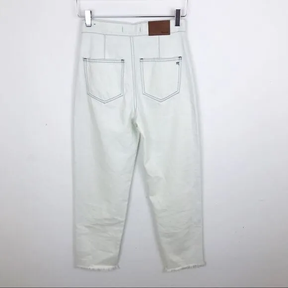Madewell Wide Leg Tapered White Denim Jeans 23