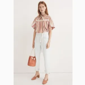 Madewell Wide Leg Tapered White Denim Jeans 23
