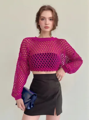 Magenta Crochet Top