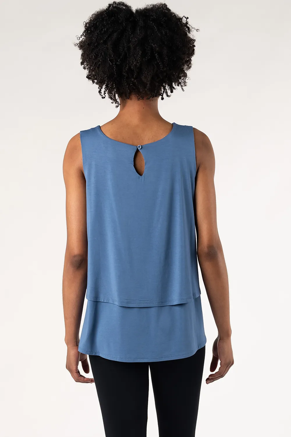 Marie Layered Bamboo Tank - Coast Blue