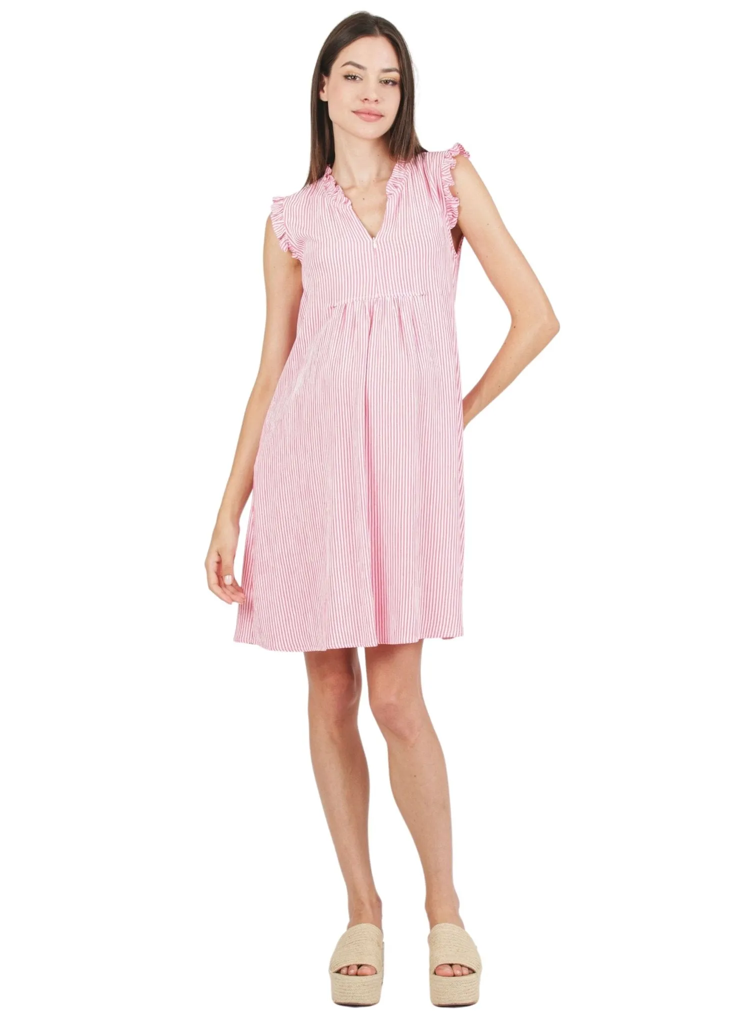 Maternity & Nursing Striped Dress with Ruffles