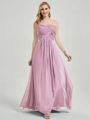Mauve Strapless Sweetheart  Chiffon Maternity Maxi Bridesmaid Dress