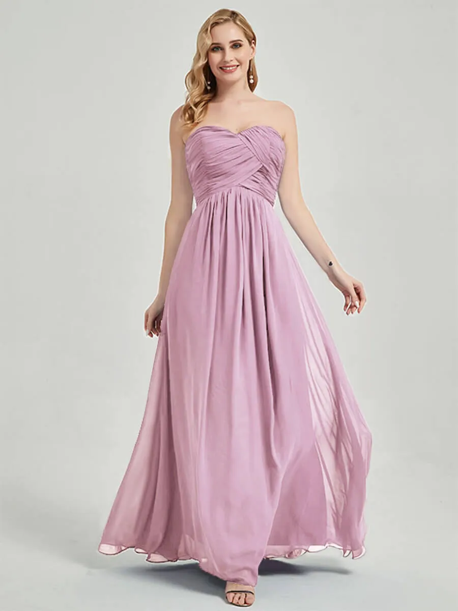 Mauve Strapless Sweetheart  Chiffon Maternity Maxi Bridesmaid Dress