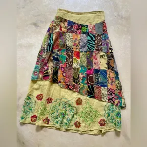 Maxi Boho Hand-Embellished Patchwork Skirt | Vintage-Inspired Bohemian Small