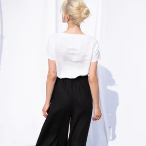 Maxi WELS wide leg linen pants in Black