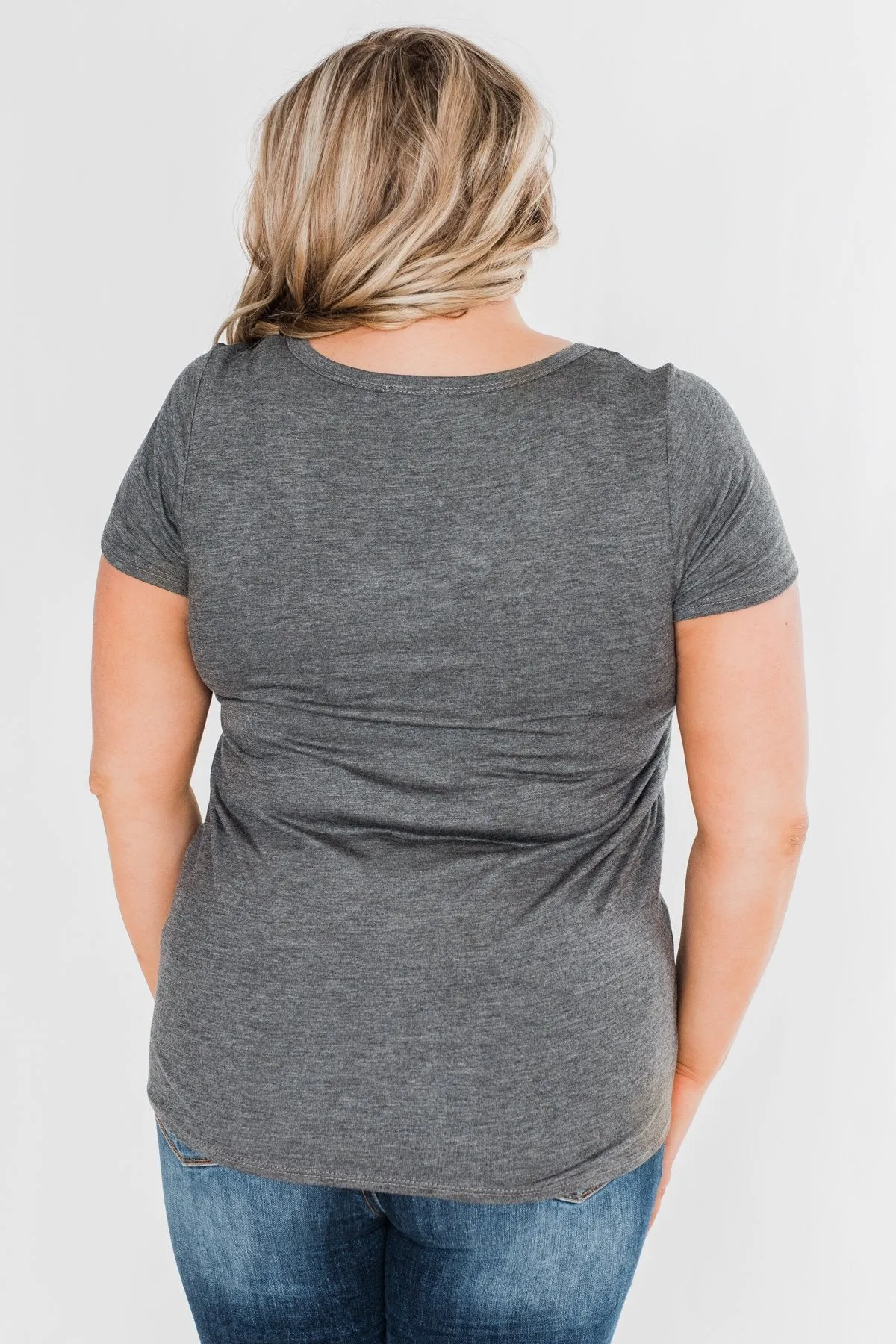 Meet Me Here Short Sleeve Top - Light Charcoal